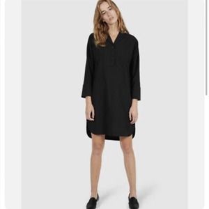 Everlane Women’s Artist Smock Shirt Tunic Size Large in Black Wool Blend Collar